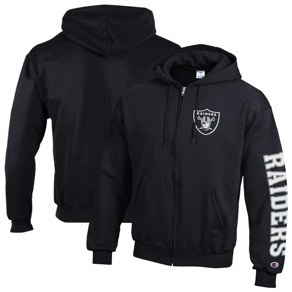 Las Vegas Raiders Champion Powerblend Fleece Full-Zip Hoodie - Black for sale