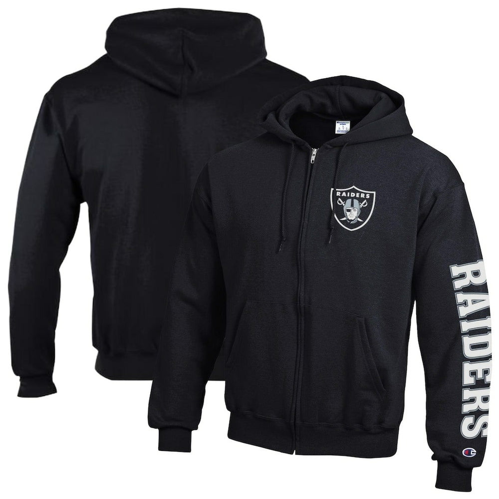 Las Vegas Raiders Champion Powerblend Fleece Full-Zip Hoodie - Black for sale