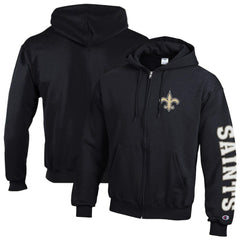 New Orleans Saints Champion Powerblend Fleece Full-Zip Hoodie - Black on sale