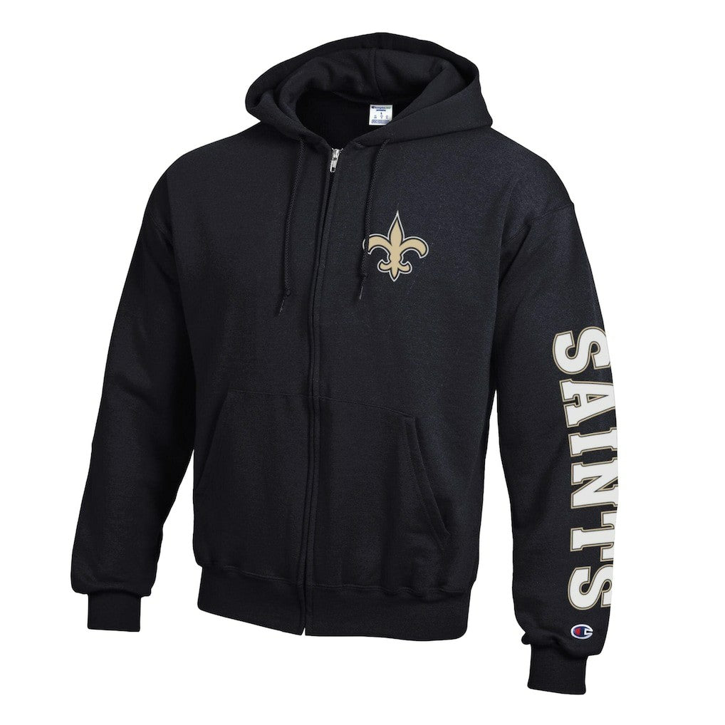 New Orleans Saints Champion Powerblend Fleece Full-Zip Hoodie - Black on sale