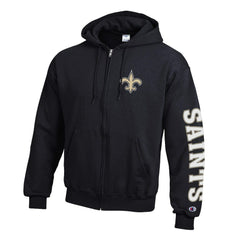 New Orleans Saints Champion Powerblend Fleece Full-Zip Hoodie - Black on sale