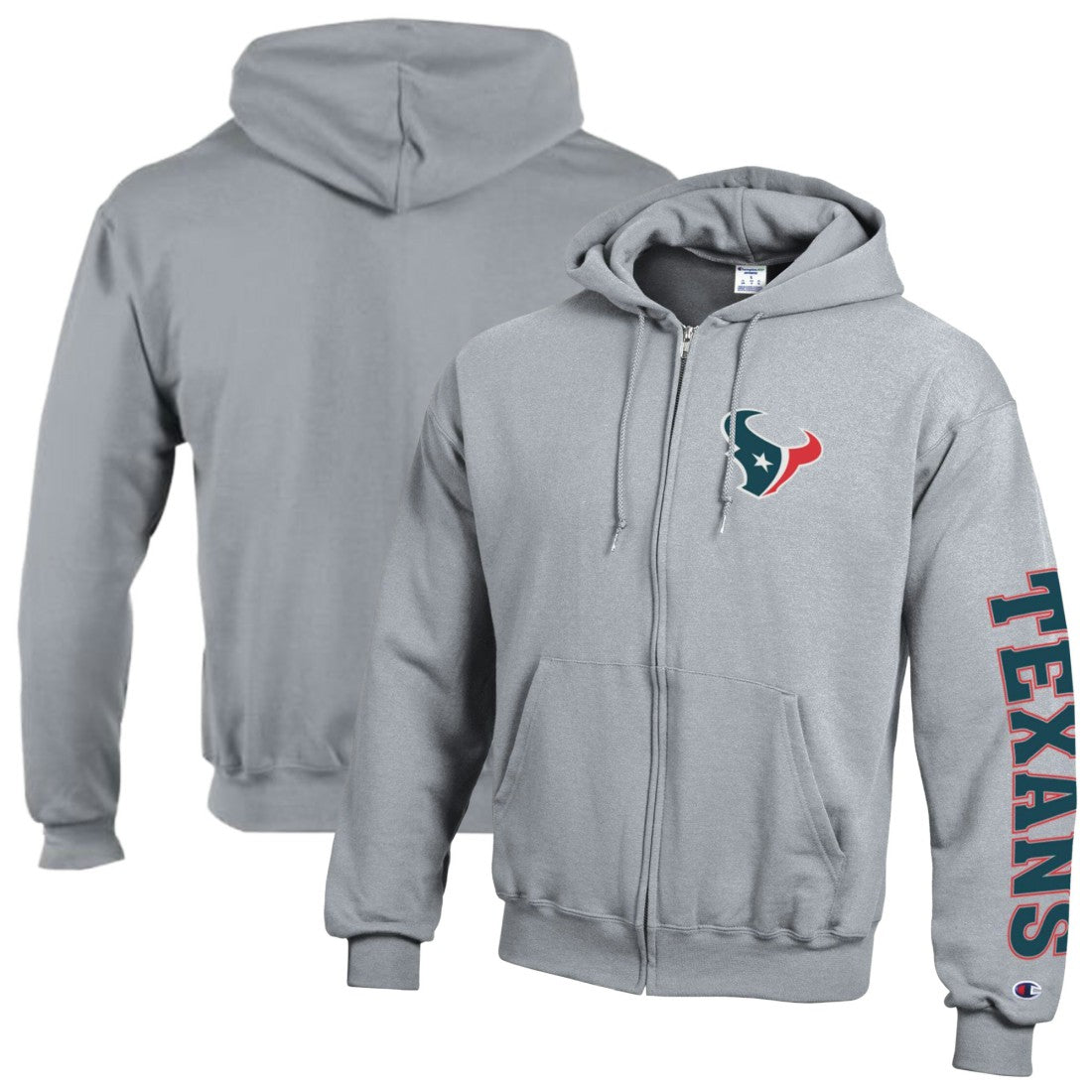Houston Texans Champion Powerblend Fleece Full-Zip Hoodie - Heather Gray discount