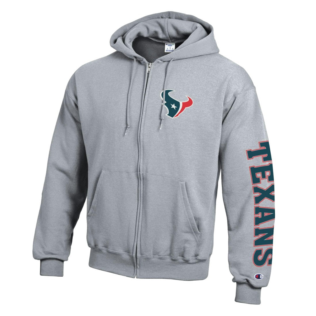 Houston Texans Champion Powerblend Fleece Full-Zip Hoodie - Heather Gray discount