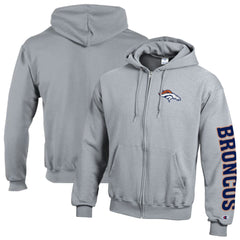 Denver Broncos Champion Powerblend Fleece Full-Zip Hoodie - Heather Gray outlet