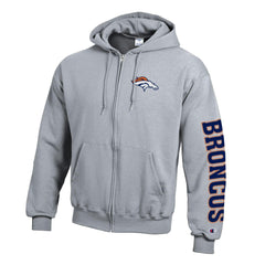 Denver Broncos Champion Powerblend Fleece Full-Zip Hoodie - Heather Gray outlet