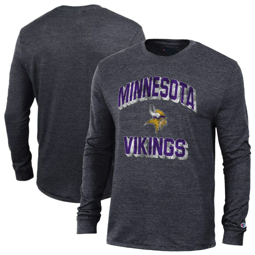 Minnesota Vikings Champion Ultimate Tri-Blend Long Sleeve T-Shirt - Heather Black for sale