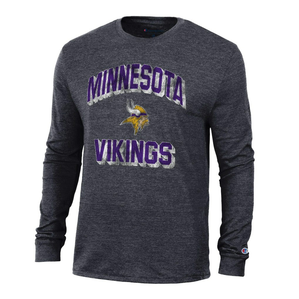 Minnesota Vikings Champion Ultimate Tri-Blend Long Sleeve T-Shirt - Heather Black for sale