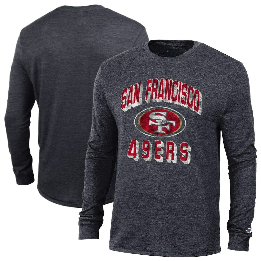 San Francisco 49ers Champion Ultimate Tri-Blend Long Sleeve T-Shirt - Heather Black discount