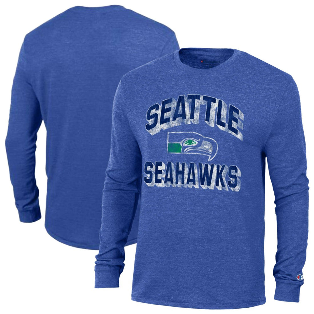Seattle Seahawks Champion Ultimate Tri-Blend Long Sleeve T-Shirt - Heather Royal cheap