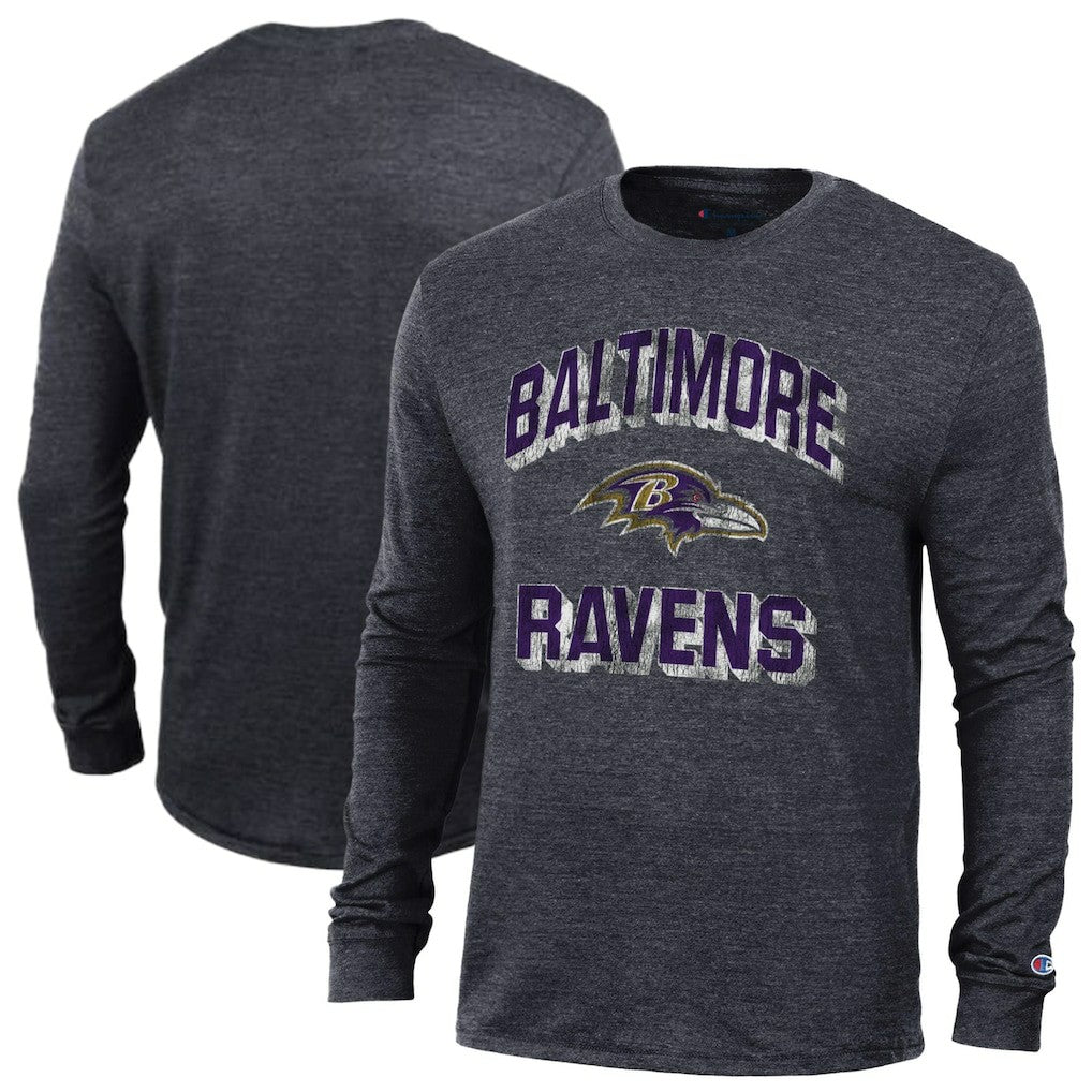 Baltimore Ravens Champion Ultimate Tri-Blend Long Sleeve T-Shirt - Black discount