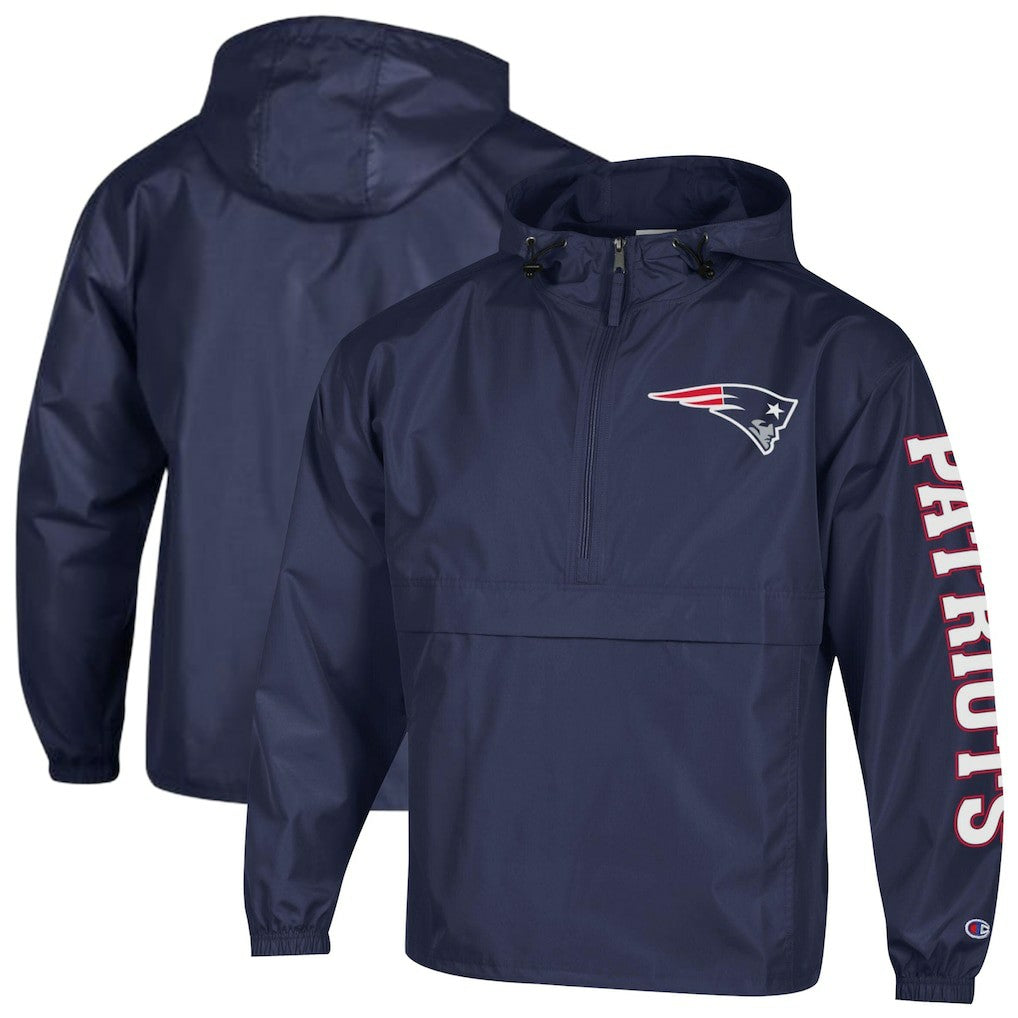 New England Patriots Champion Packable Windbreaker Half-Zip Jacket - Navy outlet