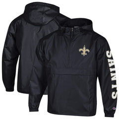New Orleans Saints Champion Packable Windbreaker Half-Zip Jacket - Black discount