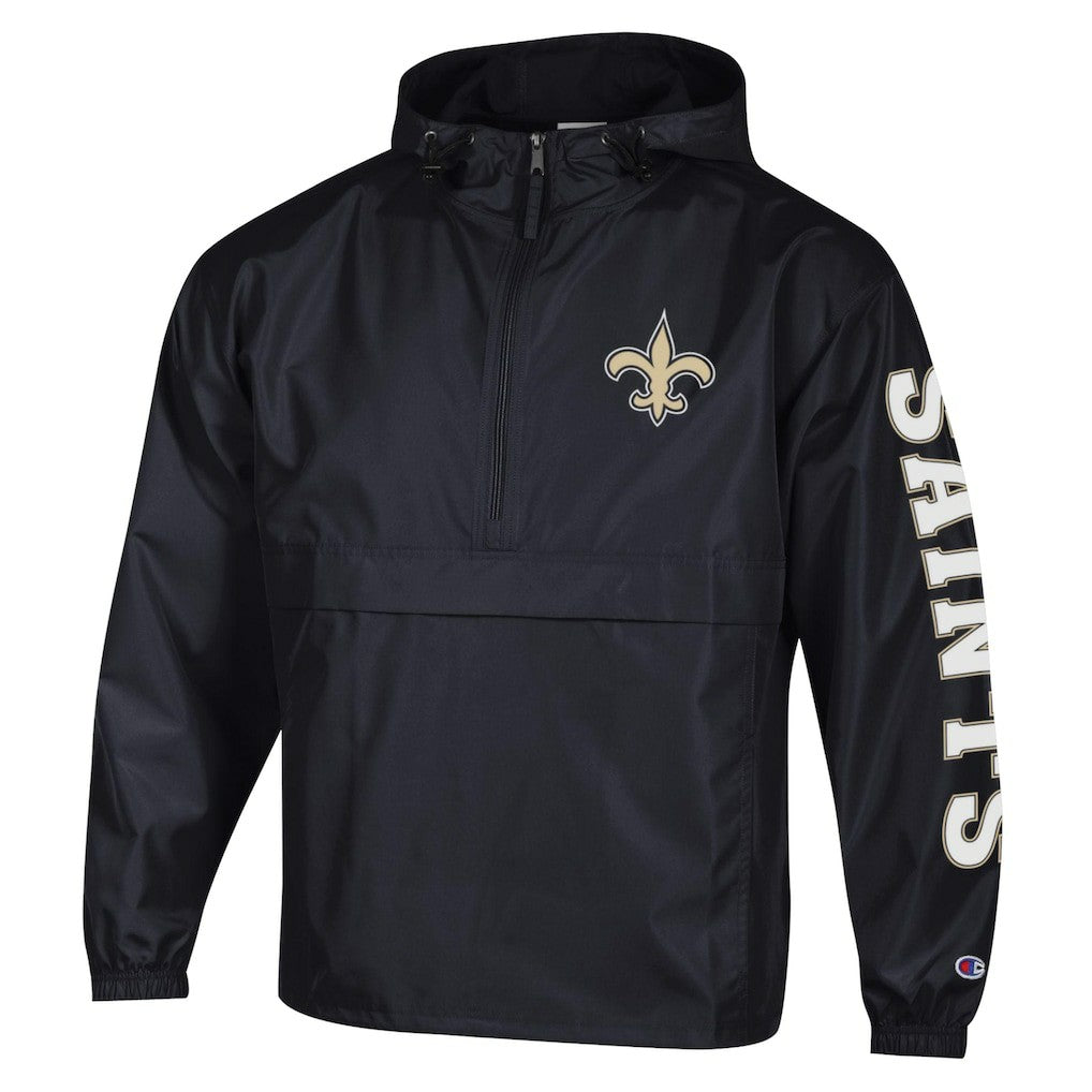 New Orleans Saints Champion Packable Windbreaker Half-Zip Jacket - Black discount