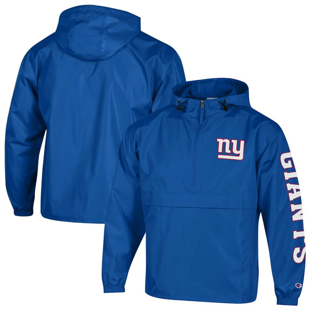 New York Giants Champion Packable Windbreaker Half-Zip Jacket - Royal outlet