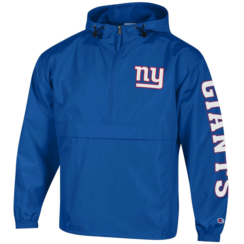 New York Giants Champion Packable Windbreaker Half-Zip Jacket - Royal outlet