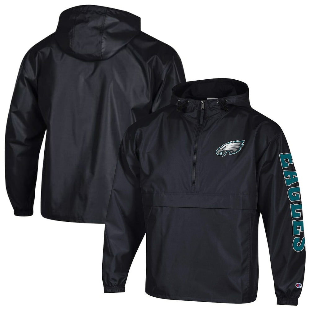 Philadelphia Eagles Champion Packable Windbreaker Half-Zip Jacket - Black on sale