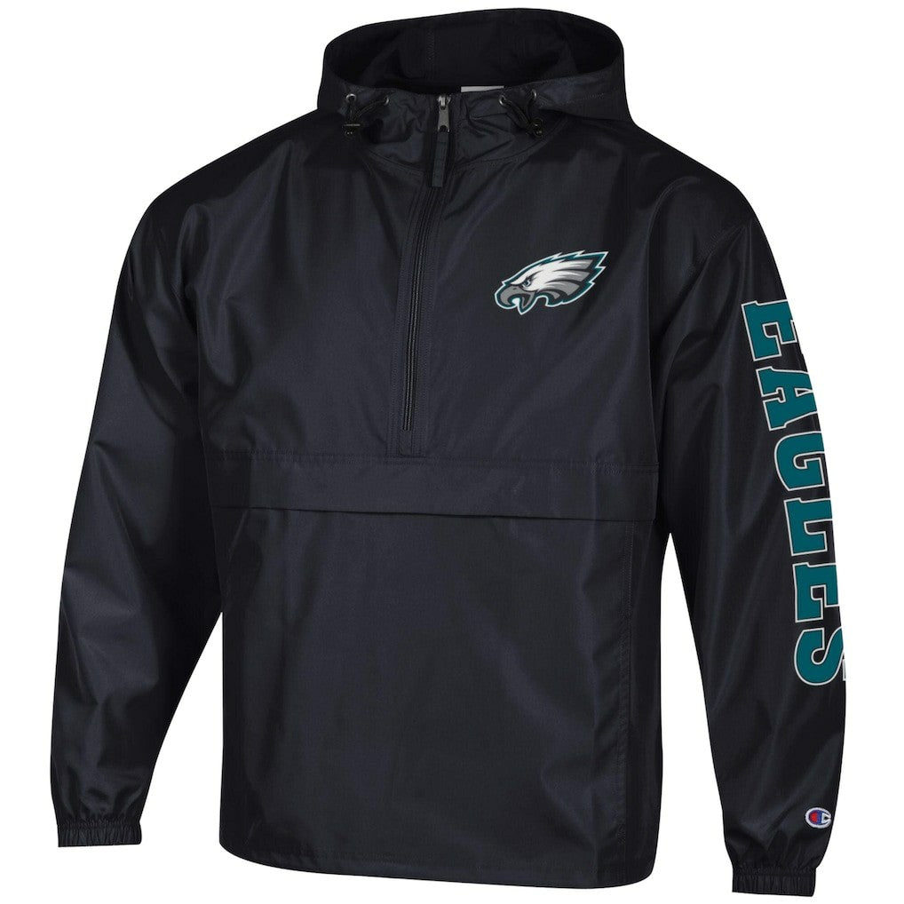 Philadelphia Eagles Champion Packable Windbreaker Half-Zip Jacket - Black on sale