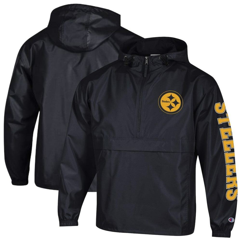 Pittsburgh Steelers Champion Packable Windbreaker Half-Zip Jacket - Black for sale