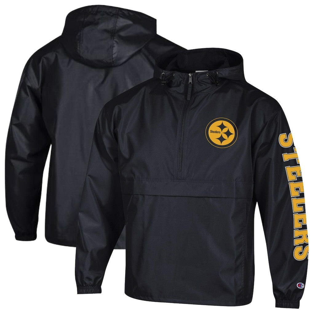 Pittsburgh Steelers Champion Packable Windbreaker Half-Zip Jacket - Black for sale