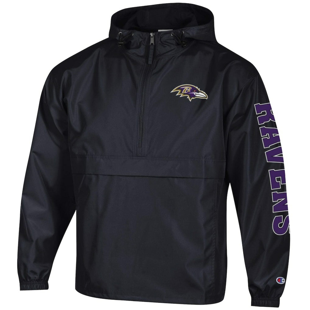 Baltimore Ravens Champion Packable Windbreaker Half-Zip Jacket - Black cheap