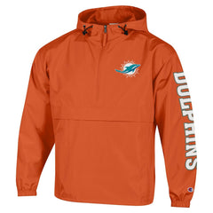 Miami Dolphins Champion Packable Windbreaker Half-Zip Jacket - Orange on sale