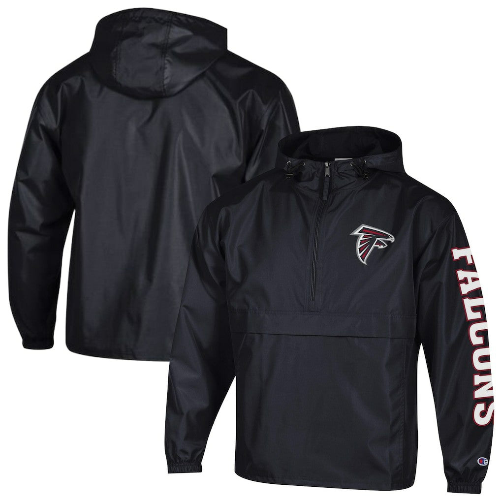 Atlanta Falcons Champion Packable Windbreaker Half-Zip Jacket - Black on sale