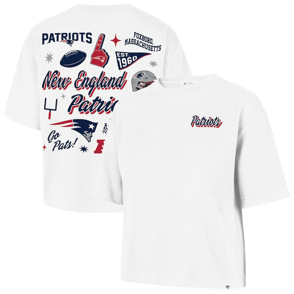 New England Patriots '47 Women's Collage Script Reed City T-Shirt - White on sale
