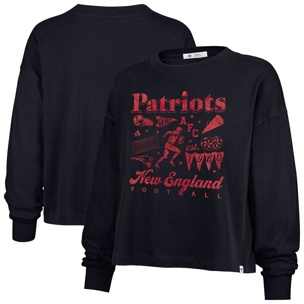 New England Patriots '47 Women's Team Collage Sydney Long Sleeve T-Shirt - Navy on sale