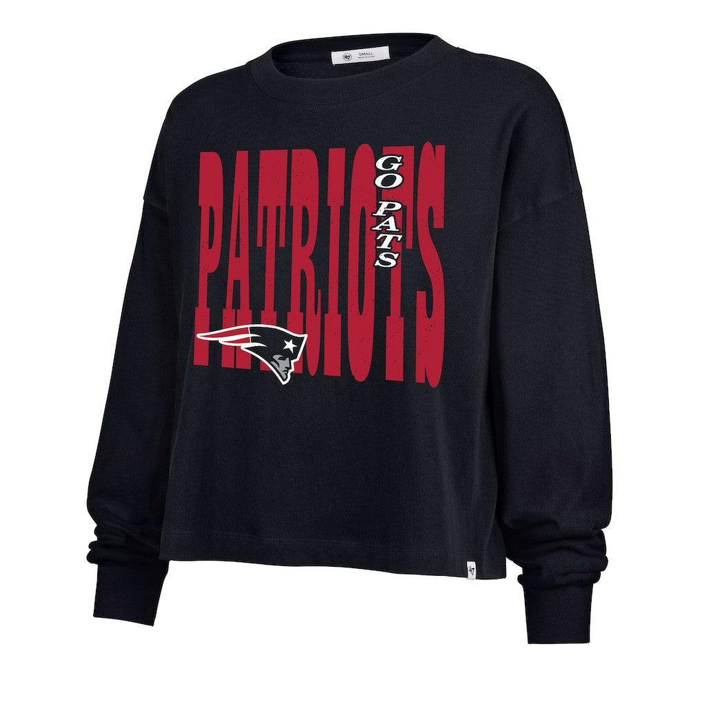 New England Patriots '47 Women's Stacked Sydney Long Sleeve T-Shirt - Navy on sale