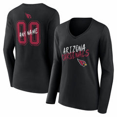 Arizona Cardinals Women's Hustle Personalized Name & Number Long Sleeve V-Neck T-Shirt - Black discount