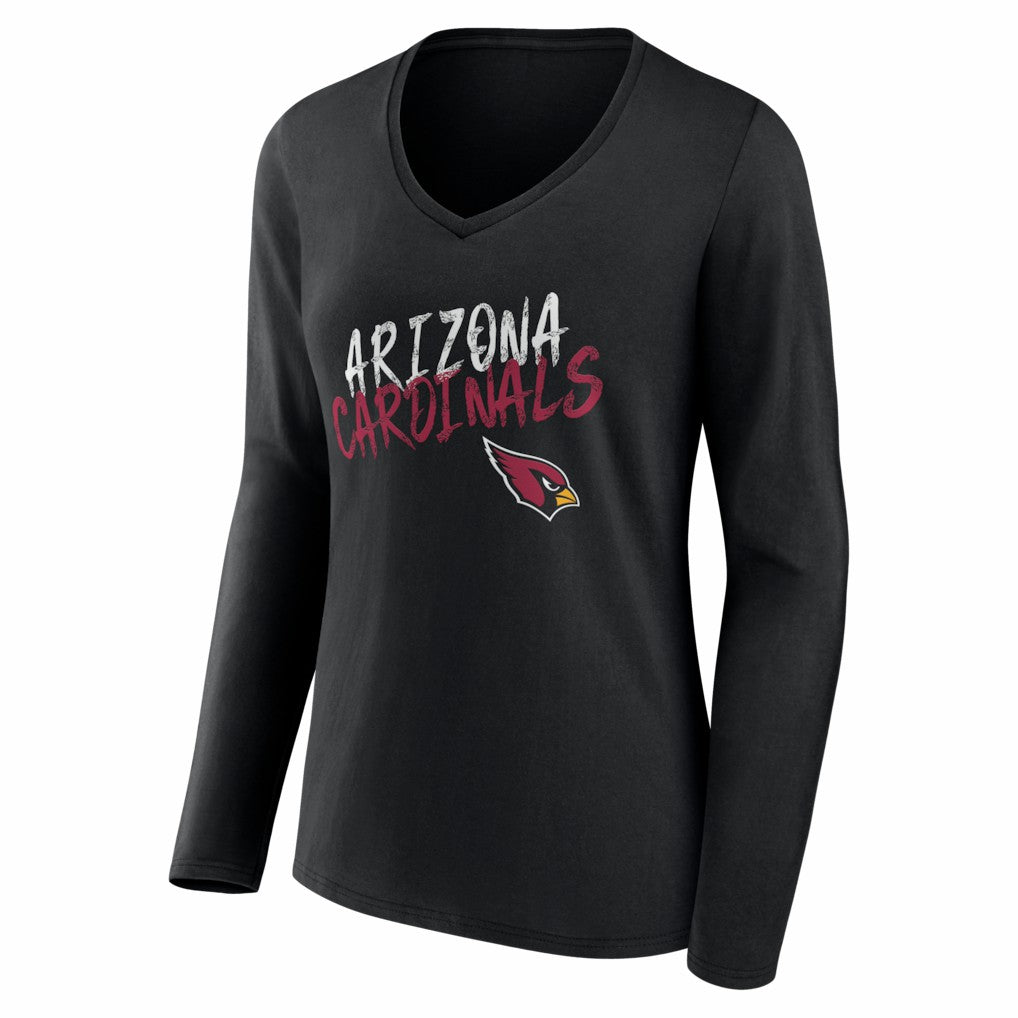 Arizona Cardinals Women's Hustle Personalized Name & Number Long Sleeve V-Neck T-Shirt - Black discount