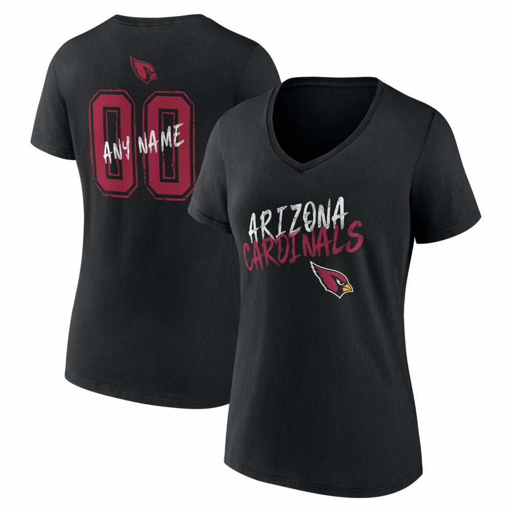 Arizona Cardinals Women's Hustle Personalized Name & Number V-Neck T-Shirt - Black for sale