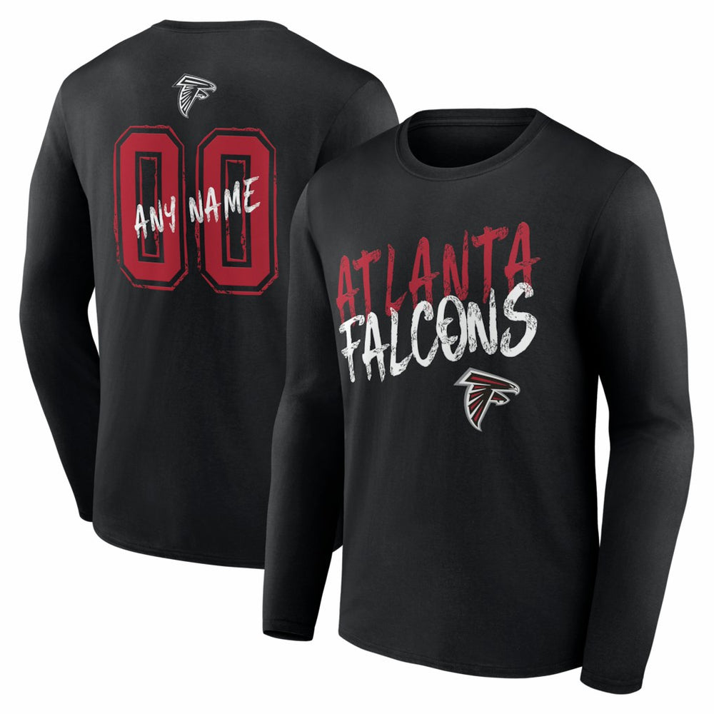 Atlanta Falcons Hustle Personalized Name & Number Long Sleeve T-Shirt - Black cheap