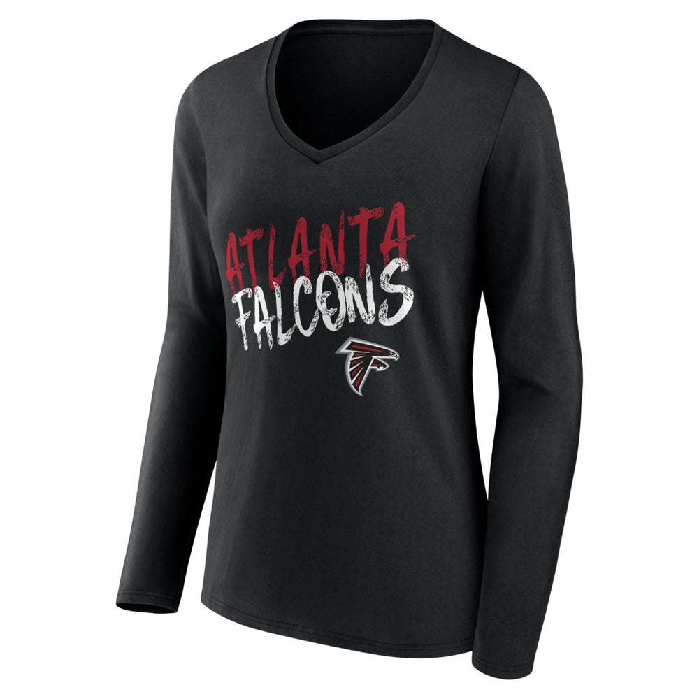 Atlanta Falcons Women's Hustle Personalized Name & Number Long Sleeve V-Neck T-Shirt - Black discount
