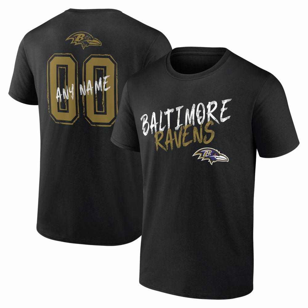 Baltimore Ravens Hustle Personalized Name & Number T-Shirt - Black outlet