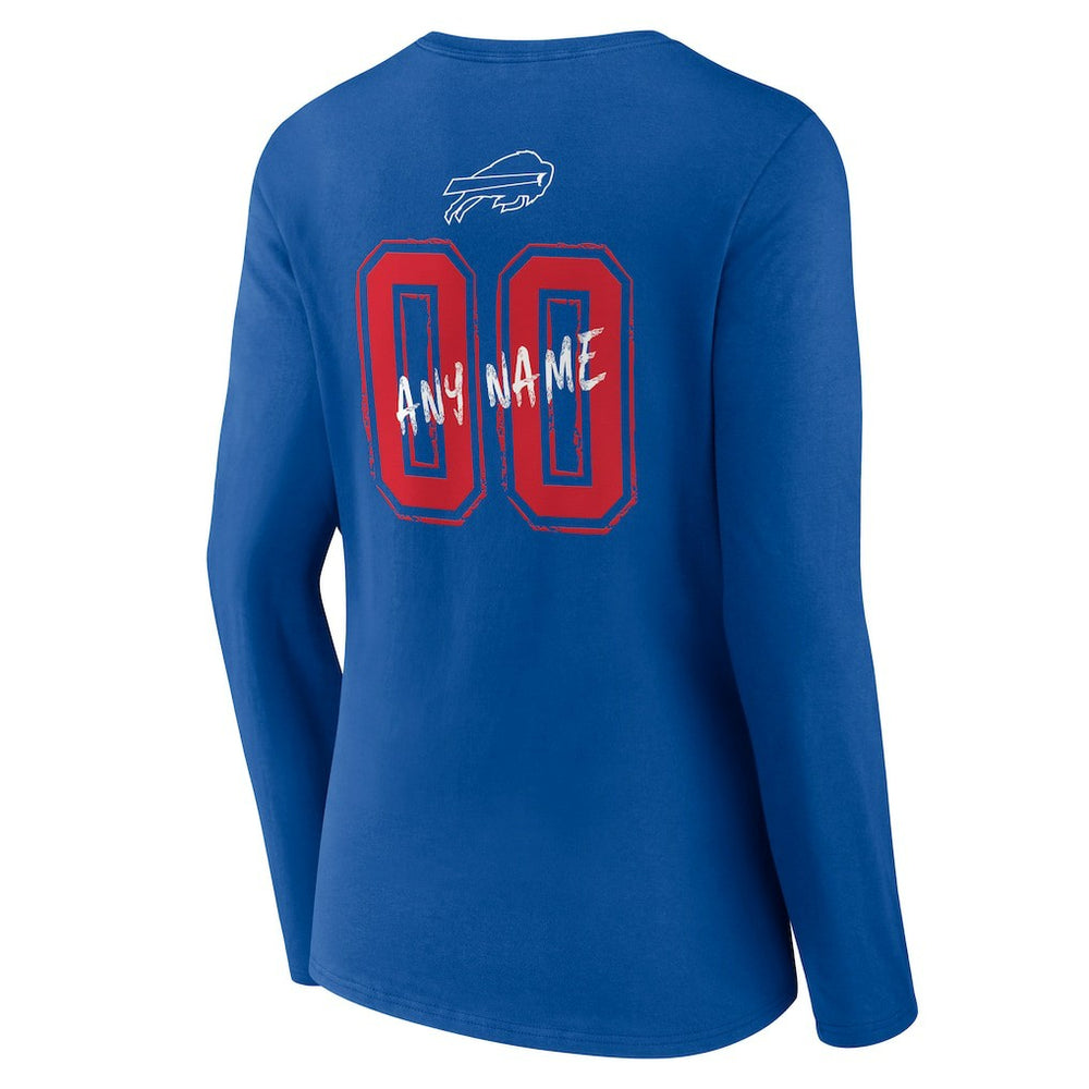 Buffalo Bills Women's Hustle Personalized Name & Number Long Sleeve V-Neck T-Shirt - Royal cheap