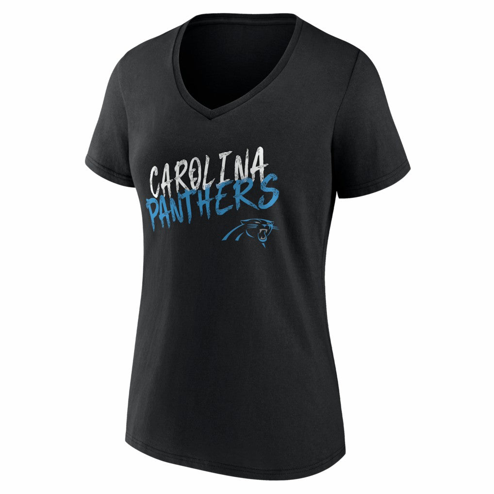 Carolina Panthers Women's Hustle Personalized Name & Number V-Neck T-Shirt - Black for sale