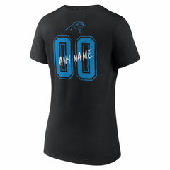 Carolina Panthers Women's Hustle Personalized Name & Number V-Neck T-Shirt - Black for sale