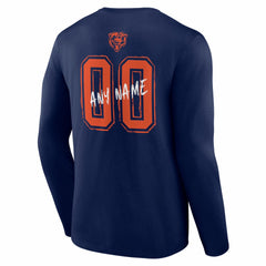 Chicago Bears Hustle Personalized Name & Number Long Sleeve T-Shirt - Navy for sale
