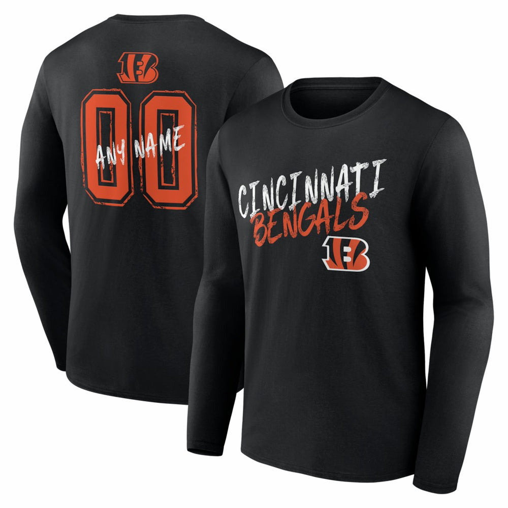 Cincinnati Bengals Hustle Personalized Name & Number Long Sleeve T-Shirt - Black online