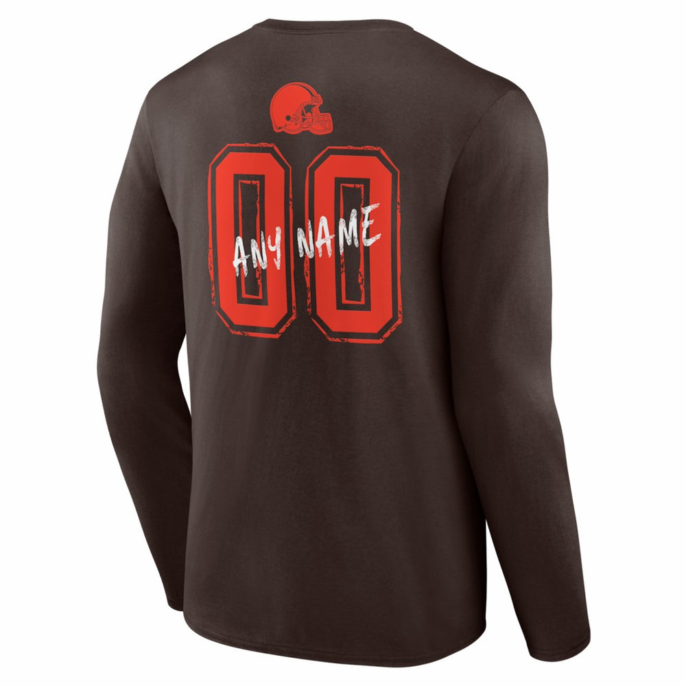 Cleveland Browns Hustle Personalized Name & Number Long Sleeve T-Shirt - Brown on sale