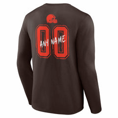 Cleveland Browns Hustle Personalized Name & Number Long Sleeve T-Shirt - Brown on sale