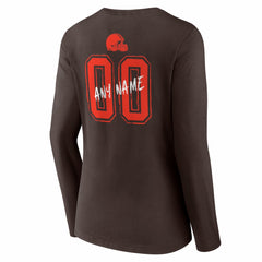 Cleveland Browns Women's Hustle Personalized Name & Number Long Sleeve V-Neck T-Shirt - Brown online