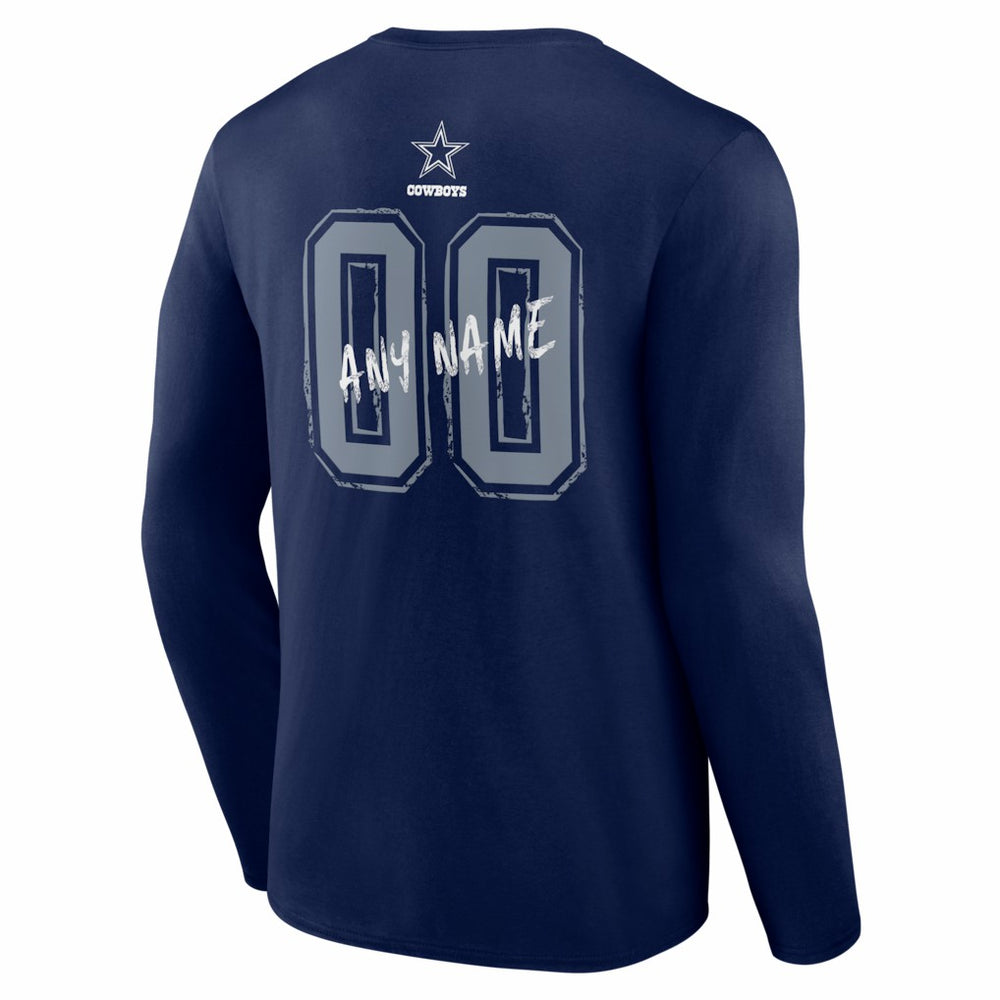 Dallas Cowboys Hustle Personalized Name & Number Long Sleeve T-Shirt - Navy on sale