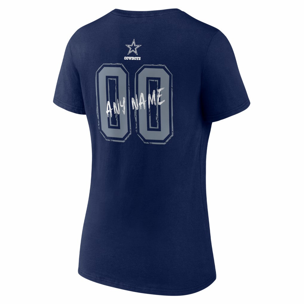 Dallas Cowboys Women's Hustle Personalized Name & Number V-Neck T-Shirt - Navy for sale