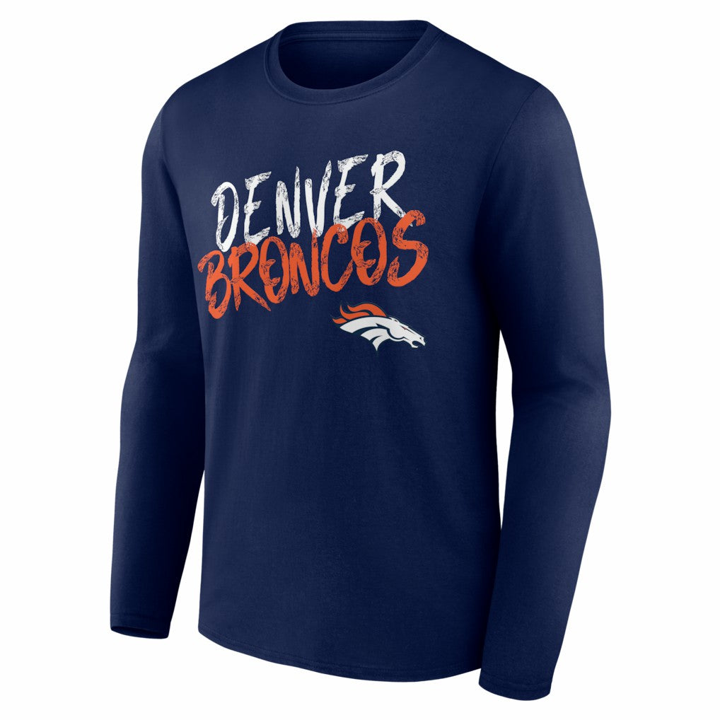Denver Broncos Hustle Personalized Name & Number Long Sleeve T-Shirt - Navy discount