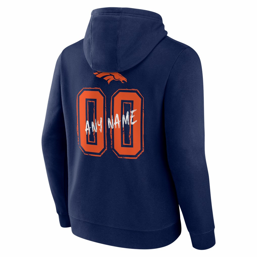 Denver Broncos Hustle Personalized Name & Number Hoodie - Navy on sale