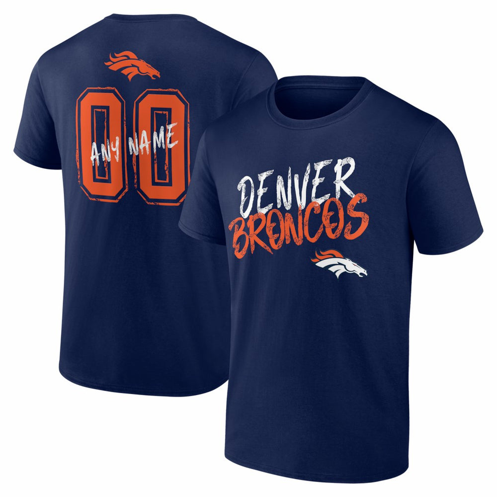 Denver Broncos Hustle Personalized Name & Number T-Shirt - Navy cheap