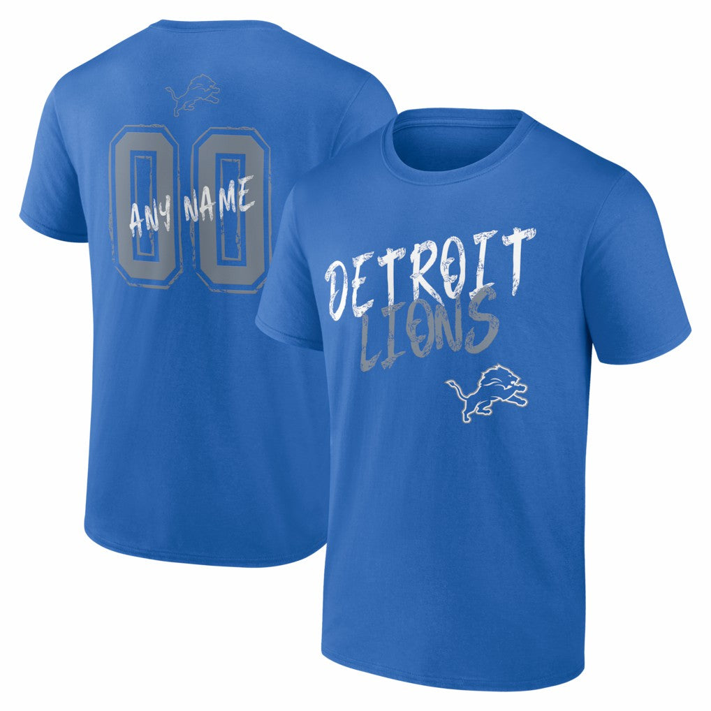 Detroit Lions Hustle Personalized Name & Number T-Shirt - Blue discount