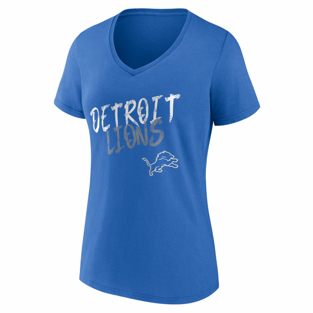 Detroit Lions Women's Hustle Personalized Name & Number V-Neck T-Shirt - Blue on sale